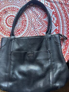 Lodis Black Leather Tote Bag